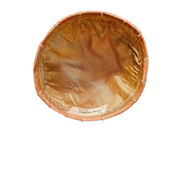 vintage 1950's‎ hat floral peachy orange movement by Charlotte Brooks Chicago - Picture 8 of 12